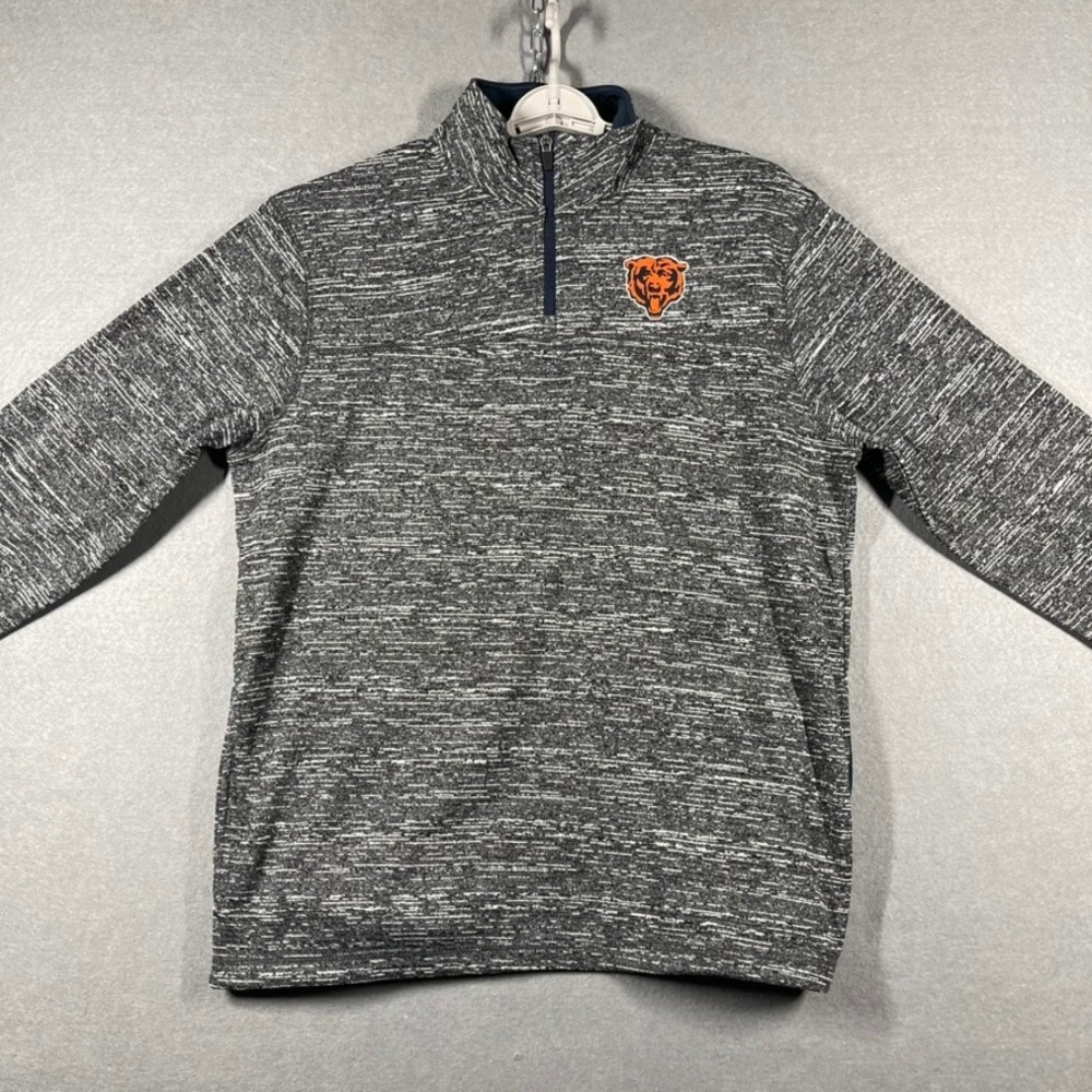 Chicago Bears Sweater Mens Large Heather Gray 1/4 Zip NFL Team Apparel Therma